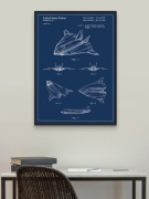 Plakat Myśliwiec F-19 Stealth Fighter szkic,Blueprint, bez ramy