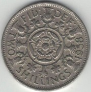 Wielka Brytania 2 szylingi two shillings (floren) 1958 -  28,4 mm - nr 1