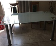 Stół szklany/srebrny 160x90