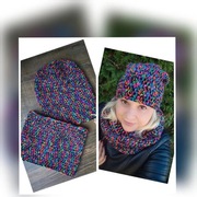 Czapka + komin neonowy zestaw premium hand made NOWY 