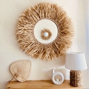 Lustro korale drewniane boho rafii  90 cm