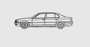 BMW E38 Obrys na ścianę 60x18cm Druk 3D, model dla Fana marki na prezent