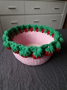 Koszyk na drobiazgi z motywem truskawki Rękodzieło Handmade Prezent