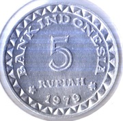 INDONEZJA 5 rupii 1979, KM# 43, AU
