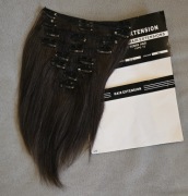 Włosy CLIP-IN naturalne 8" pasma 20cm doczepy 8 Taśm PREMIUM brązowe 