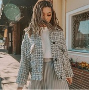 H&M kurtka chanelka koszulowa strukturalna ciepła klasyka Basic 36 S 38 M