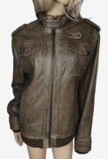 Kurtka skórzana River Island M 100% skóra naturalna biker unisex brąz