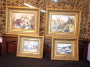 4 obrazy olejne na płótnie Kazimierz Dolny pejzaż sygnowane drewniane ramy