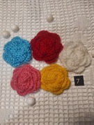 Kwiatki RÓŻA ,zestaw(7) 5szt włóczka PROMOCJA