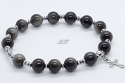 RÓŻANIEC bransoletka dziesiątka obsydian hematyt