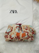 ZARA torebka koraliki haftowana boho etno multikolor worek
