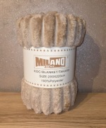 Koc 200x220 Tłoczony Prążek Beżowy 