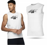 4F koszulka bez rękawów biała bawełniana 