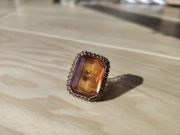 pierścionek złoty 585 (cecha 3) z syntetycznym topazem złocistym