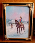 KIRASJER-OBRAZ OLEJNY NA PŁÓTNIE, -J. KOSSAK 48x38 