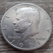 Pół dolara Kennedy 1971 znak menniczy Denver Liberty half dollar