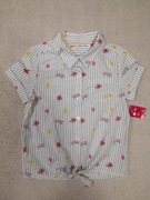 Nowa biała kolorowa wiązana bluzka koszula w paski kwiatki Nutmeg 122 - 128