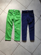 2 pary spodnie dziecięce H&M zielone granatowe materiałowe letnie 