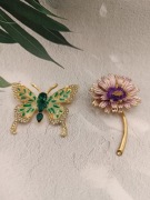 Broszki vintage duży wybór kwiat różowy 