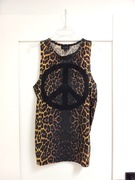 koszulka t-shirt brązowy w panterkę z pacyfką topshop bawełniana 38 M
