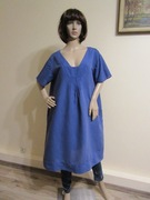 GUDRUN SJODEN niebieska sukienka letnia bawełna i len _ XL