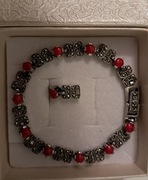 Bransoletka srebrna z markazytami i koralem