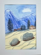 Gdzieś w górach 31,5/44,5cm. Original Akwarela A3