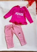86cm - KOMPLET dla dziewczynki bluzka z falbanką joggery na gumce Bawełna