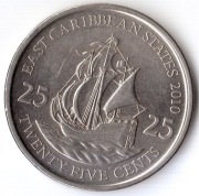 PAŃSTWA WSCHODNIOKARAIBSKIE 25 centów 2010, KM# 38a, UNC
