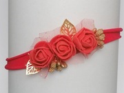 Opaska bezuciskowa roczek wesele chrzest gumka różyczki róże piankowe