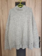 509. Szary długi luźny półgolf damski sweter rozmiar L