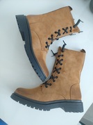 Botki brązowe sznurowane zamszowe 41