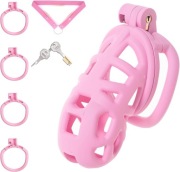 Różowy lekki pas cnoty, chastity 4 oringi + pasek podtrzymujący