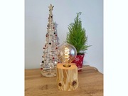 Rustykalna lampka nocna ze starej, ponad 100-letniej belki, rękodzieło