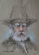Judaica PORTRET ŻYD W KAPELUSZU pastel olejny 40x29cm