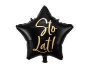 Balon foliowy "Sto lat", 40 cm, czarny, PartyDeco