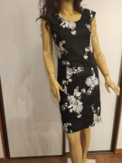 Sukienka ołówkowa BPC Selection 36 S czarna w kwiaty elegancka 