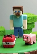 Figurka z masy cukrowej topper na tort Minecraft Świnia Świnka
