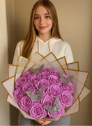 Bukiet RÓŻA kwiaty.19szt. Bukiet ze wstążki satynowej. ręcznie wykonane.