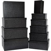 Pudełko kartonowe ozdobne na prezenty, prostokąt, czarna skóra, 21x15x8.5cm