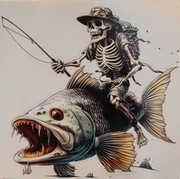 Naprasowanka Naklejka winylowa XL truposz kozak na koszulę bluze wędkarstwo