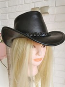 Skórzany kapelusz czarny roz.55-56