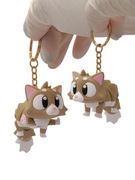 Brelok kot ruchomy breloczek do kluczy uroczy beżowy kotek druk 3D 