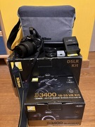 Aparat Nikon D3400 + Obiektyw 18-55mm + akcesoria, kompletny zestaw