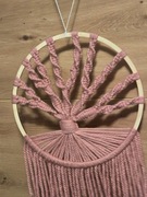 Makrama drzewo życia różowe 29 cm – dekoracja boho na ścianę, rękodzieło