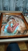 Obraz Maria z dzieciątkiem, drewniana rama, za szkłem