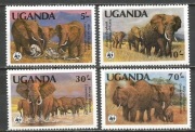 Uganda 1983 Mi 361-364 słonie**czyste