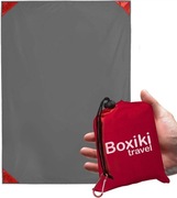 Mata plażowa koc piknikowy lekki turystyczny szary wodoodporny 140 x 152cm