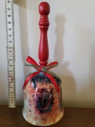 Dzwonek, ceramika i drewno, ze wstążką, stan bardzo dobry