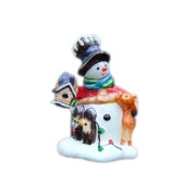 Bałwan z sarenką i karmnikiem - bombka kolekcjonerska Komozja handmade